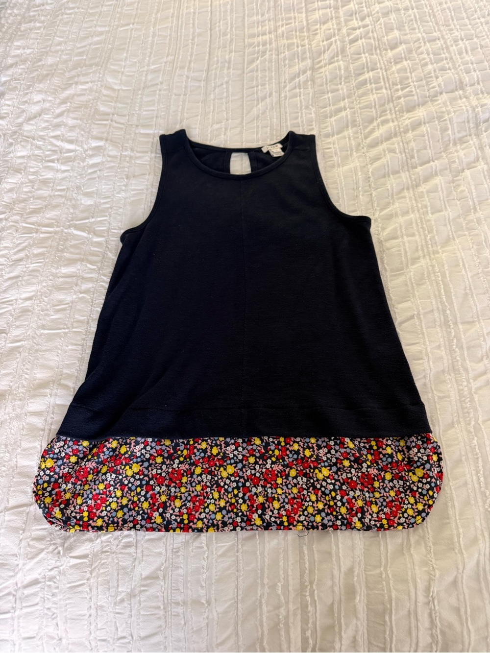 J. Crew Navy Tank Top Floral Hem